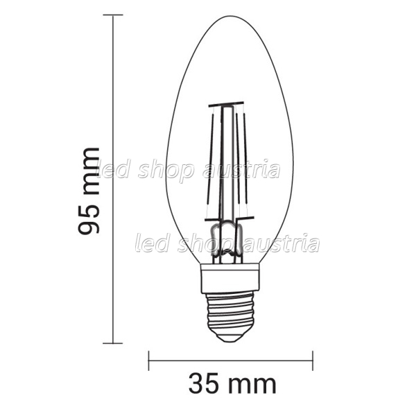 E14 LED Glühfaden Kerze 400 Lumen 4W "dimmbar" neutralweiß