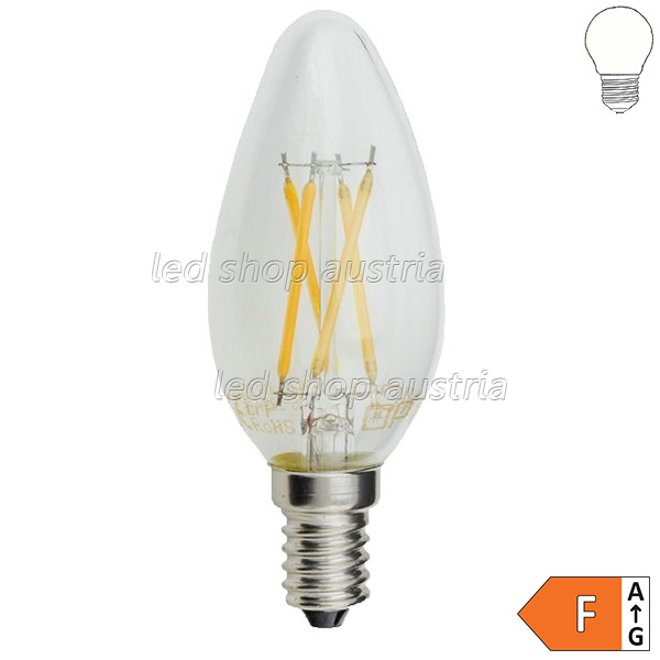 E14 LED Glühfaden Kerze 400 Lumen 4W "dimmbar" neutralweiß