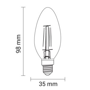 E14 LED Glühfaden Kerze 400 Lumen 4W kaltweiß