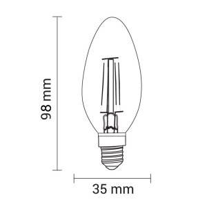 E14 LED Glühfaden Kerze 400 Lumen 4W "dimmbar" warmweiß