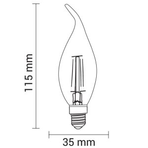 E14 LED Glühfaden Windstoßkerze 400 Lumen 4W kaltweiß