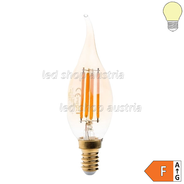 E14 LED Vintage Glühfaden- Windstoßkerze 4W 2500K warmweiß