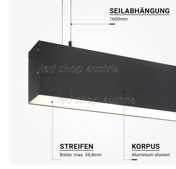 (Bild für) SET: LED Hängeprofil up-down Suspend_3 2000mm schwarz