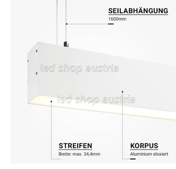 (Bild für) SET: LED Hängeprofil up-down Suspend_3 2000mm weiß