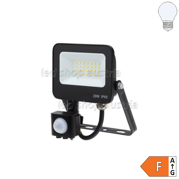 LED SMD Fluter mit Bewegungsmelder 120° schwarz 20W kaltweiß