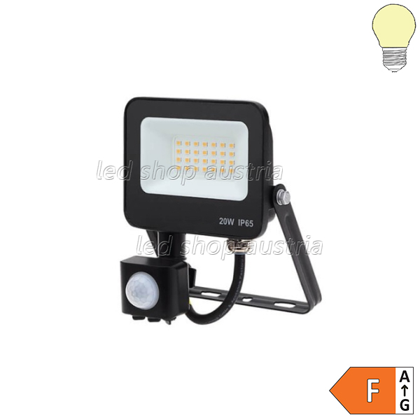 LED SMD Fluter mit Bewegungsmelder 120° schwarz 20W warmweiß