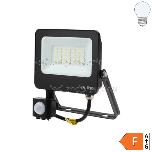 LED SMD Fluter mit Bewegungsmelder 120° schwarz 30W kaltweiß