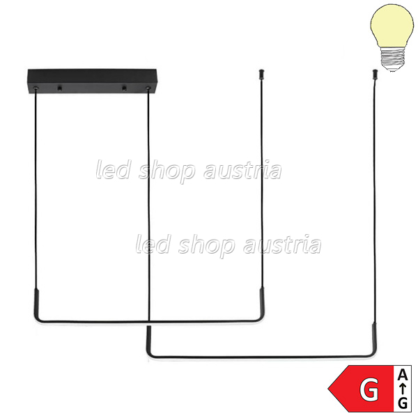25W LED Pendelleuchte warmweiß schwarz 80cm 2-fach