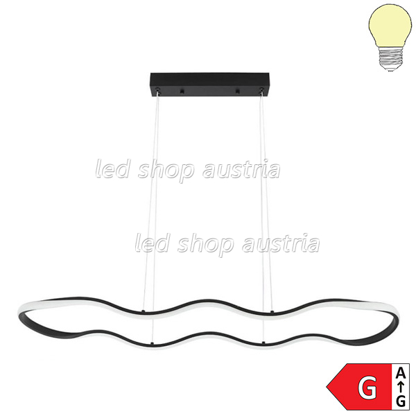 24W LED Pendelleuchte warmweiß schwarz oval