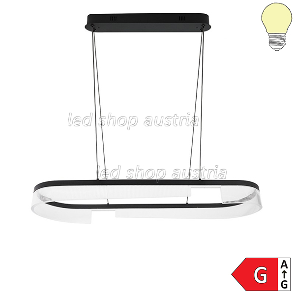 30W LED Pendelleuchte oval schwarz warmweiß