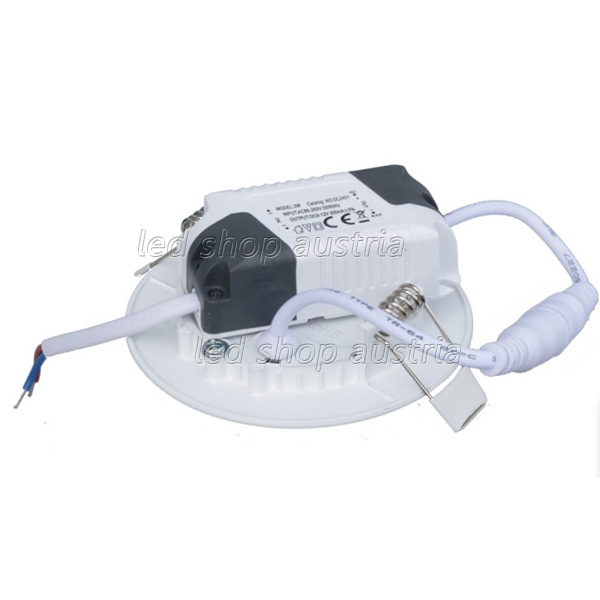 3W LED Mini Einbau- Panel rund inkl. Trafo kaltweiß