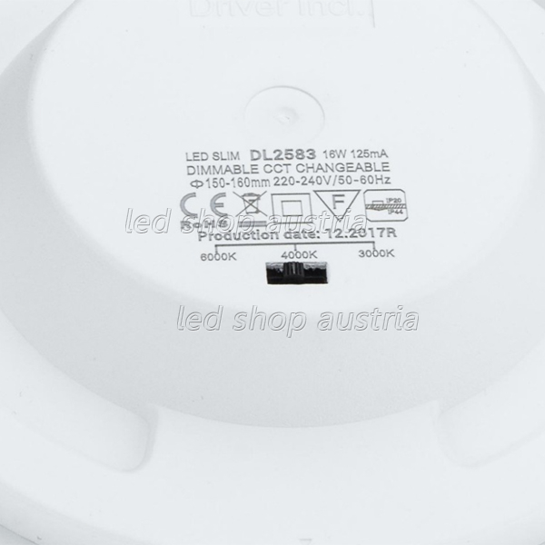 18W LED Einbauleuchte Slim Rund CCT Farbwechsel Dimmbar IP44