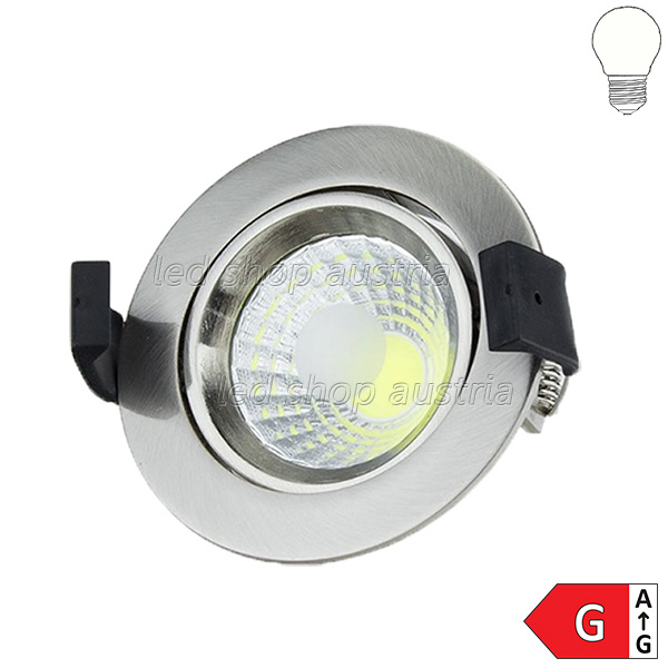 8W LED Downlight rund schwenkbar inkl. Trafo Edelstahl neutralweiß