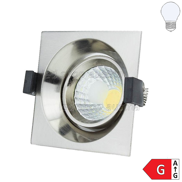 8W LED Downlight quadratisch schwenkbar inkl. Trafo Edelstahl kaltweiß