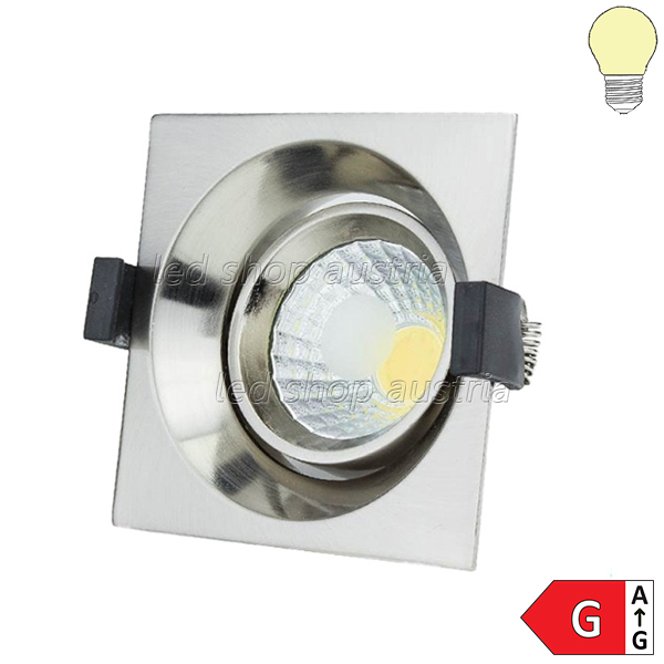 8W LED Downlight quadratisch schwenkbar inkl. Trafo Edelstahl warmweiß