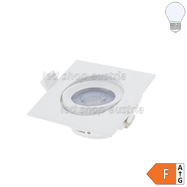 7W LED SMD Downlight quadratisch schwenkbar inkl. Trafo kaltweiß