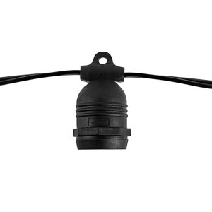 Lichterkette schwarz mit E27 Fassung 15 Stk. 14,4 Meter fixer Sockel IP65
