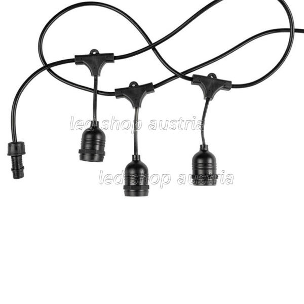 Lichterkette schwarz mit E27 Fassung 10 Stk. 5 Meter IP65