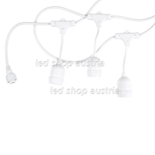 Lichterkette weiß mit E27 Fassung 10 Stk. 5 Meter IP65