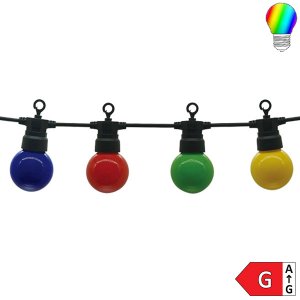Party- Lichterkette schwarz inkl. LED Birnen 10Stk. 8 Meter IP65 bunt