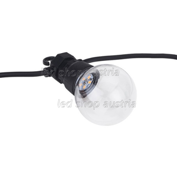 Lichterkette schwarz inkl. LED Birnen 10Stk. 8 Meter IP65 kaltweiß