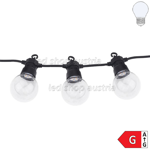 Lichterkette schwarz inkl. LED Birnen 10Stk. 8 Meter IP65 kaltweiß