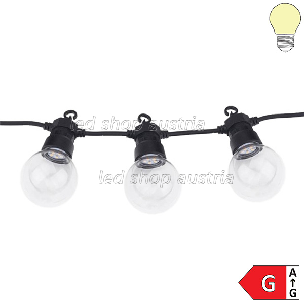 Lichterkette schwarz inkl. LED Birnen 10Stk. 8 Meter IP65 warmweiß
