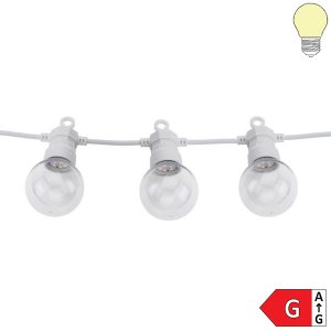 Lichterkette weiß inkl. LED Birnen 10Stk. 8 Meter IP65 warmweiß