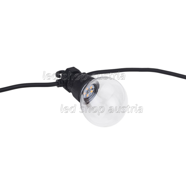 Lichterkette schwarz inkl. LED Birnen 20Stk. 13 Meter IP65 kaltweiß