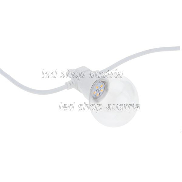 Lichterkette weiß inkl. LED Birnen 20Stk. 13 Meter IP65 warmweiß
