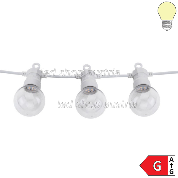 Lichterkette weiß inkl. LED Birnen 20Stk. 13 Meter IP65 warmweiß