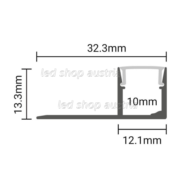 LED Fliesen- Randprofil ALU FLOOR-O 2000mm SET