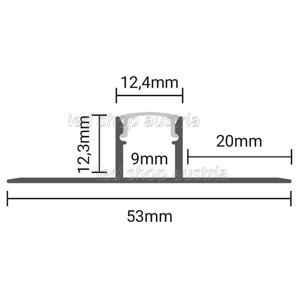 LED Fliesen- Profil ALU FLOOR-O 2000mm SET