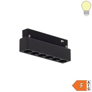 6W LED Strahler 6-flammig für 48V Stromschiene Magnetic Line R20 schwarz warmweiß