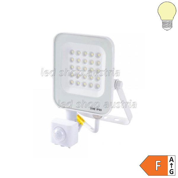 LED SMD Fluter mit Bewegungsmelder 90° weiß 20W warmweiß