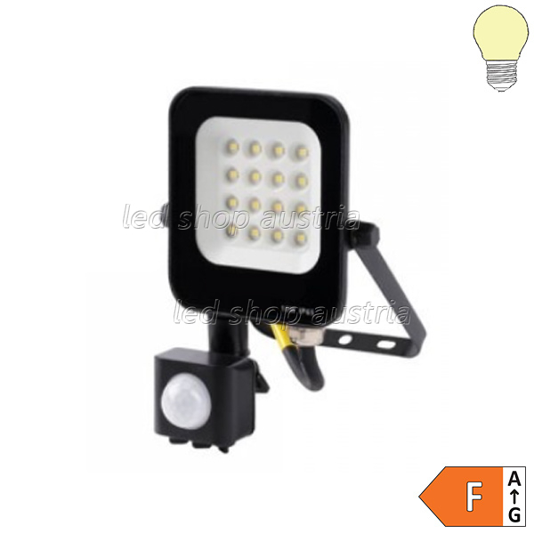 LED SMD Fluter mit Bewegungsmelder 90° schwarz 10W warmweiß