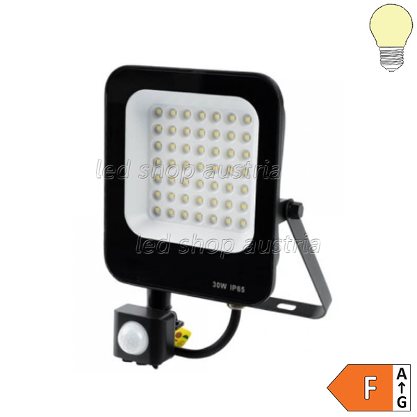 LED SMD Fluter mit Bewegungsmelder schwarz 30W warmweiß