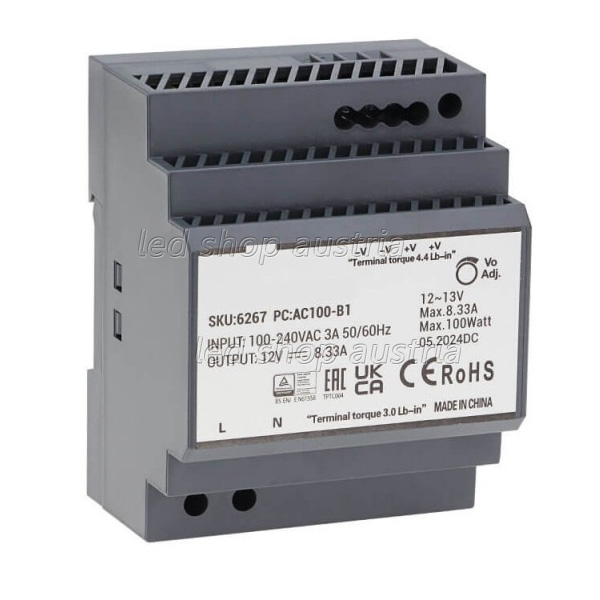 DIN-Hutschienen Netzteil - 12V 100W DC