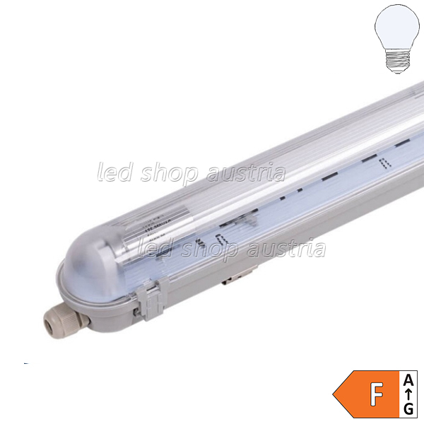 SET: LED Feuchtraum Wannenleuchte 1-fach inkl. LED Röhre 60cm kaltweiß