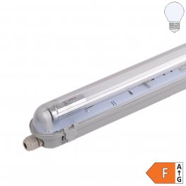 SET: LED Feuchtraum Wannenleuchte 1-fach inkl. LED Röhre 120cm kaltweiß
