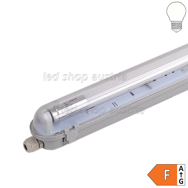 SET: LED Feuchtraum Wannenleuchte 1-fach inkl. LED Röhre 120cm neutralweiß