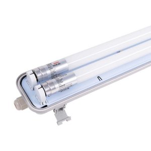 SET: LED Feuchtraum Wannenleuchte 2-fach inkl. 2x LED Röhre 120cm kaltweiß