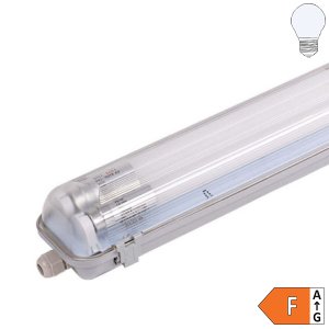 SET: LED Feuchtraum Wannenleuchte 2-fach inkl. 2x LED Röhre 120cm kaltweiß