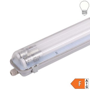 SET: LED Feuchtraum Wannenleuchte 2-fach inkl. 2x LED Röhre 120cm neutralweiß