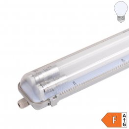 SET: LED Feuchtraum Wannenleuchte 2-fach inkl. 2x LED Röhre 150cm kaltweiß