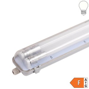 SET: LED Feuchtraum Wannenleuchte 2-fach inkl. 2x LED Röhre 150cm neutralweiß