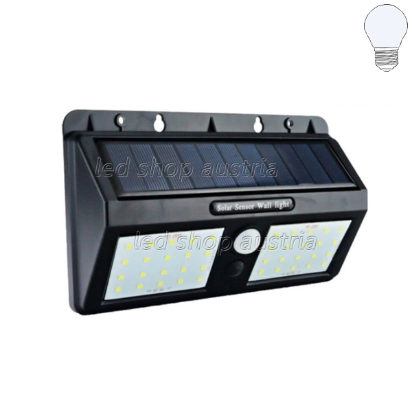 1.5W LED Solar Wandleuchte mit PIR Sensor schwarz IP54 kaltweiß