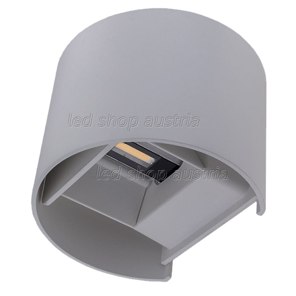 6W LED Außen- Wandleuchte halbrund Up-Down grau warmweiß