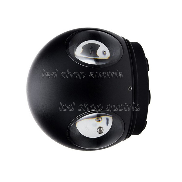 4W LED Außen- Wandleuchte Kugel 4 Leuchtrichtungen schwarz warmweiß