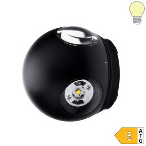 4W LED Außen- Wandleuchte Kugel 4 Leuchtrichtungen schwarz warmweiß